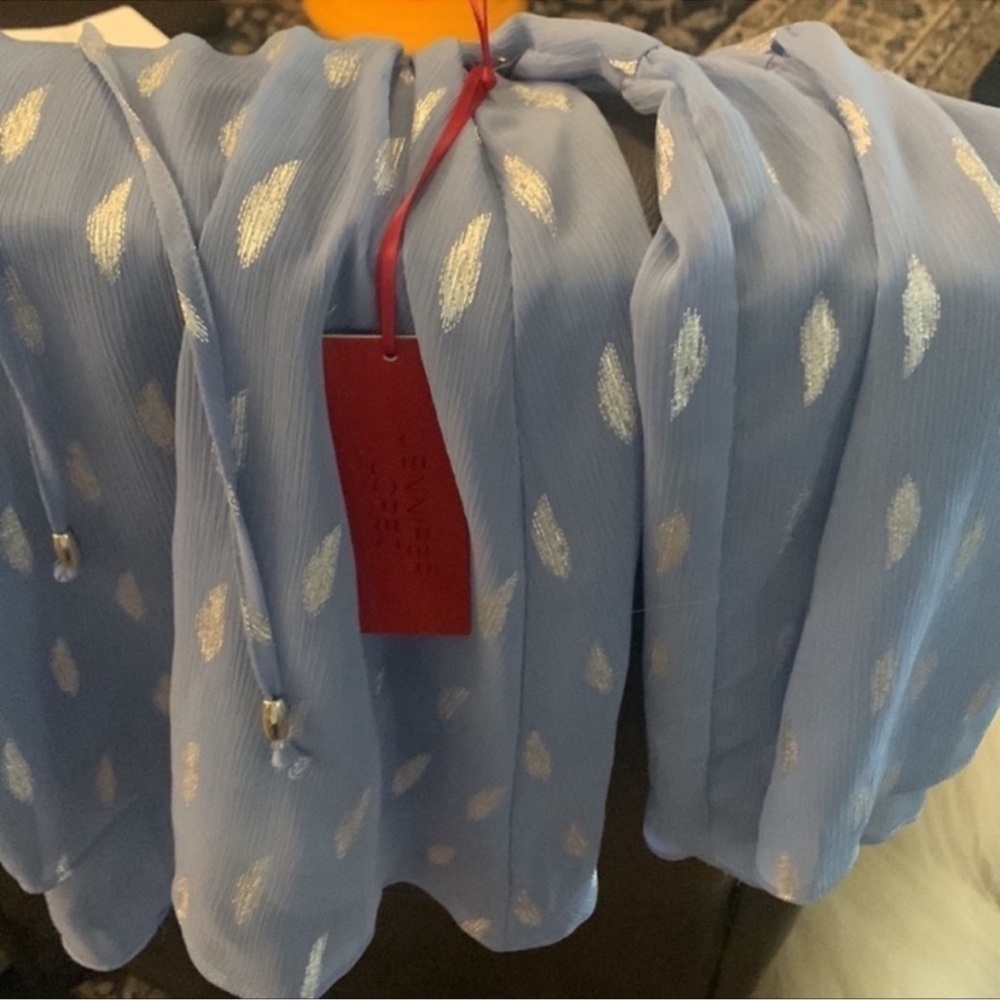 Women's Blue Sheer Top - Picture 3 of 7